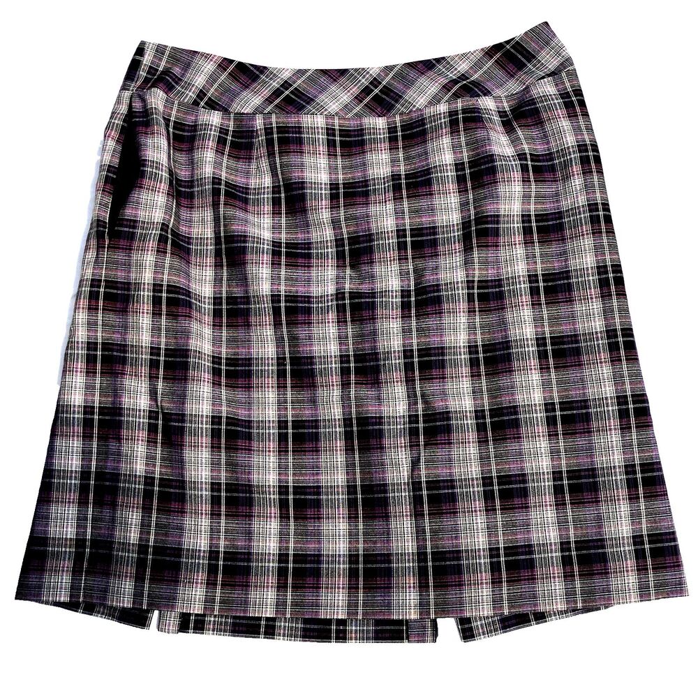 Alex Marie Women Skirt Tartan Plaid Purple Black 14W Celtic Academia Preppy Y2K